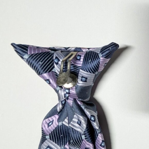 Bergamo New York Boys Clip on Tie 15" Geometric Preppy Event Church 3.5" Wide - Picture 5 of 7